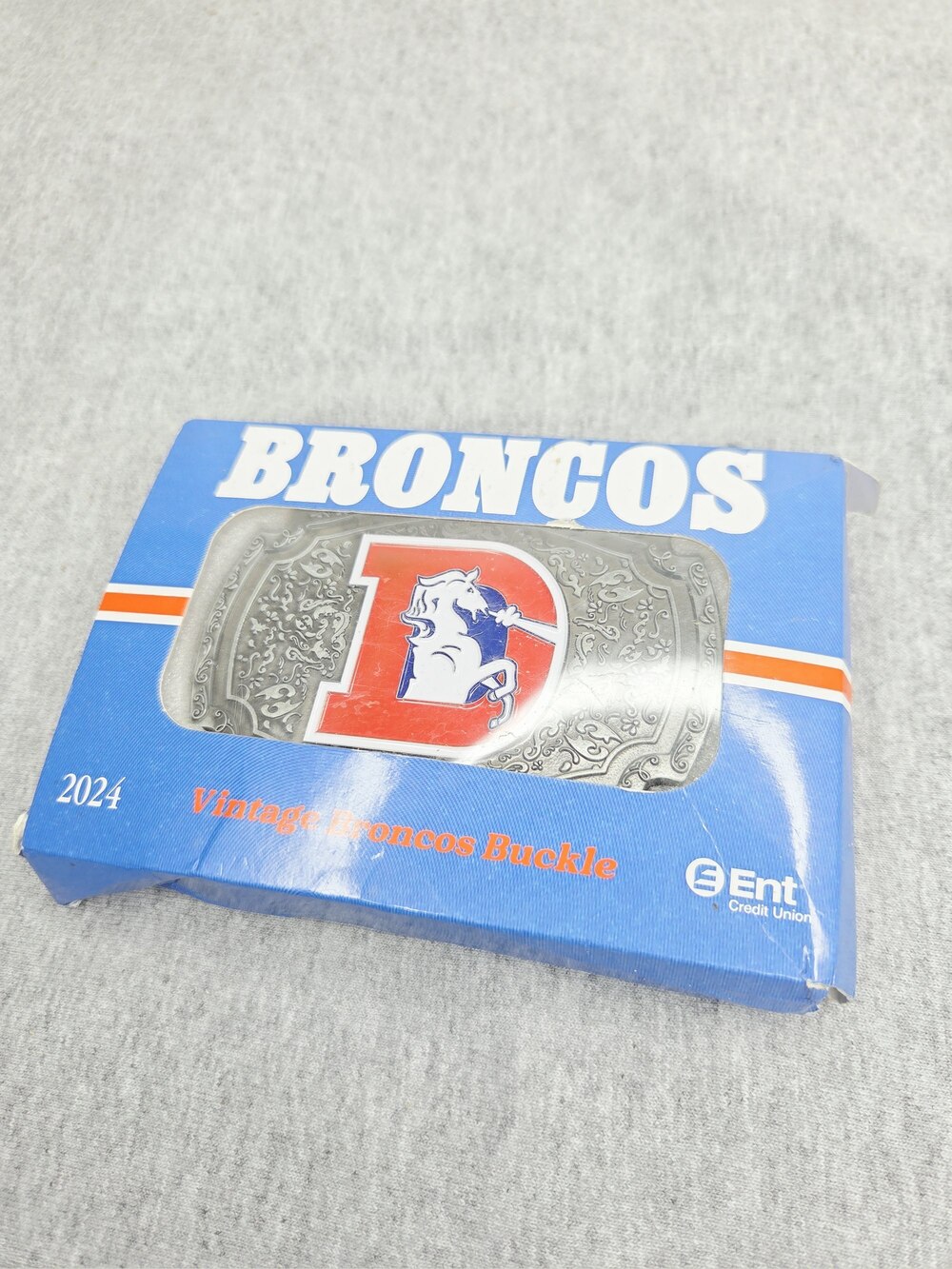 Denver Broncos Vintage Logo Belt Buckle New in Box 2024 Stadium Giveaway